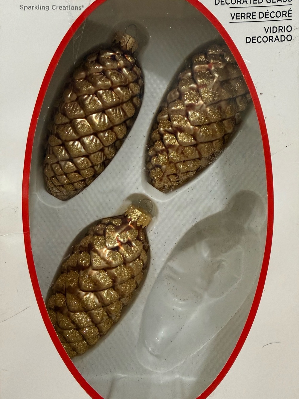 CELEBRATE IT Sparkling Creations Decorated Glass Pinecone Ornaments   (Set of 7) - Picture 2 of 7